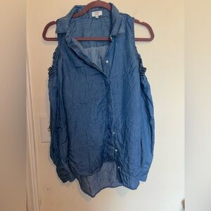 Crown & Ivy Blue Notched Collar Shirt